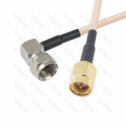 F male 90 Degree to SMA male plug RG-316 RG316 cable coaxial pigtail coax kable 50ohm BYDC141F316R1 F-SMA